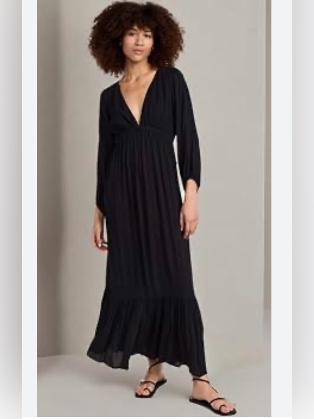 Z Supply Black Deep V Tiered Maxi Dress